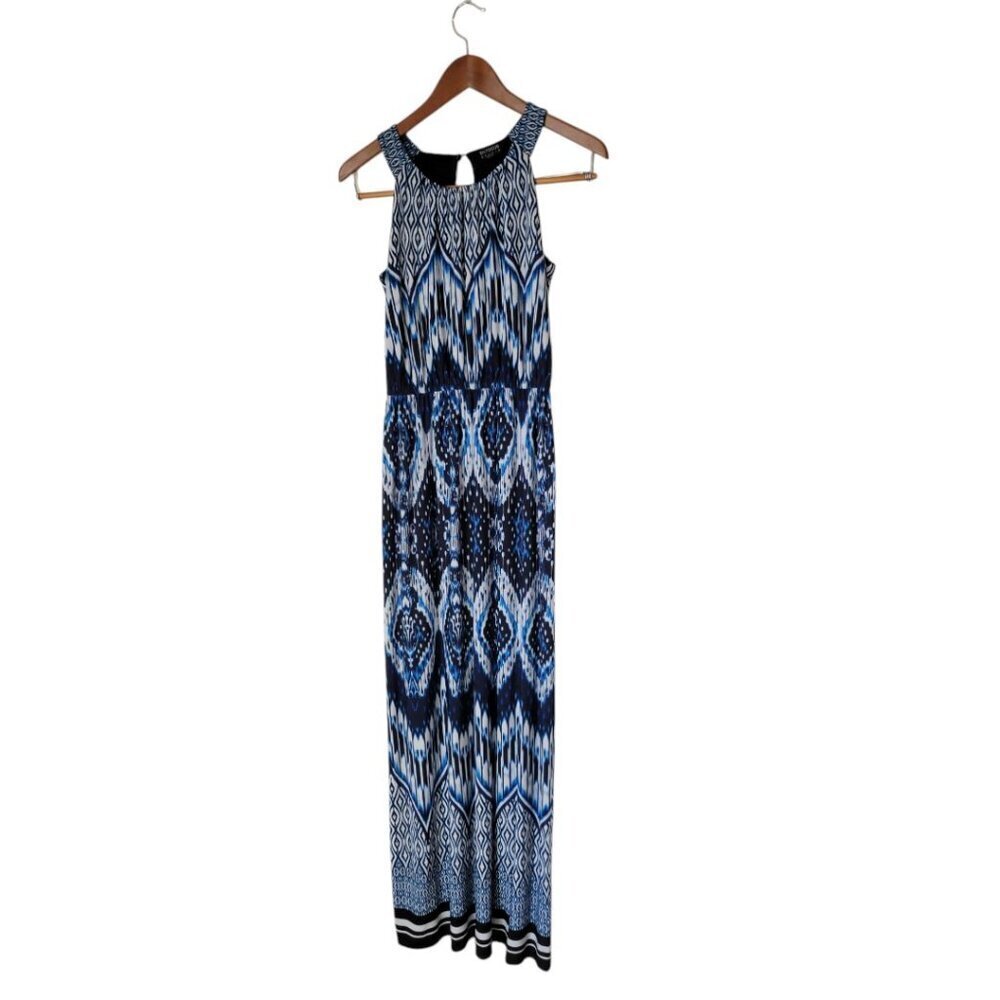 Women's Summer Sleeveless En Focus Studio 6 Dress Blue White Maxi
